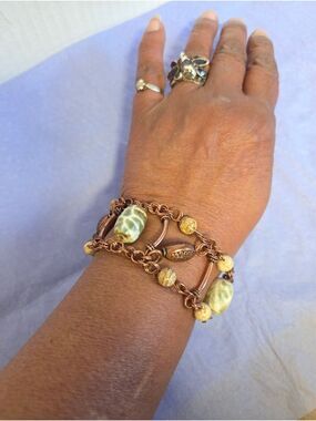 Vintage Copper Chain Mixed Media Ladder Bracelet
